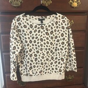 J. Crew Leopard Print Crewneck Sweater in Cream, Tan, Black